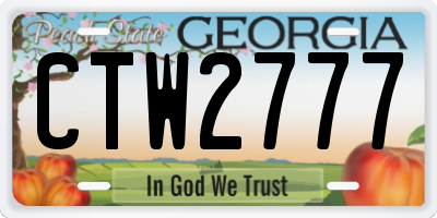 GA license plate CTW2777