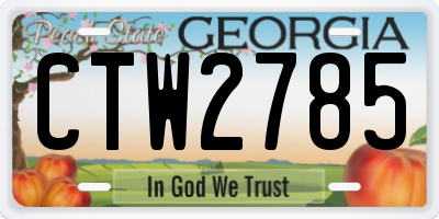 GA license plate CTW2785