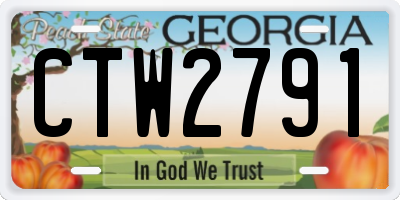 GA license plate CTW2791