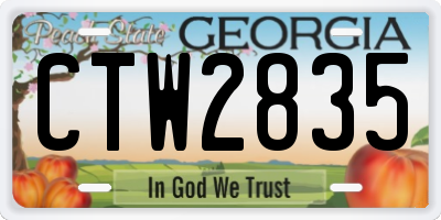 GA license plate CTW2835