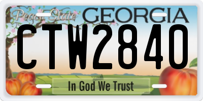 GA license plate CTW2840