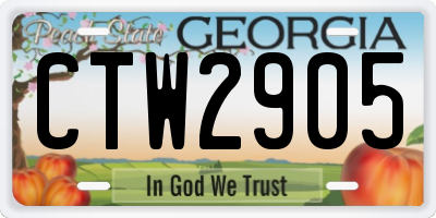 GA license plate CTW2905