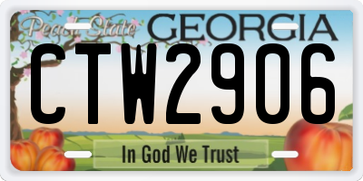 GA license plate CTW2906