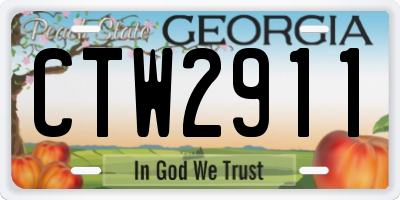 GA license plate CTW2911