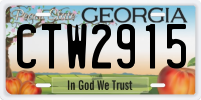 GA license plate CTW2915