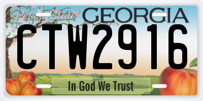 GA license plate CTW2916