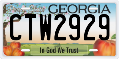 GA license plate CTW2929