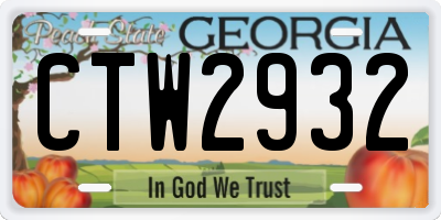 GA license plate CTW2932