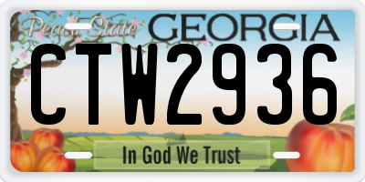GA license plate CTW2936