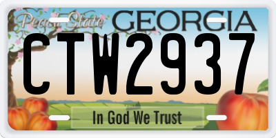 GA license plate CTW2937