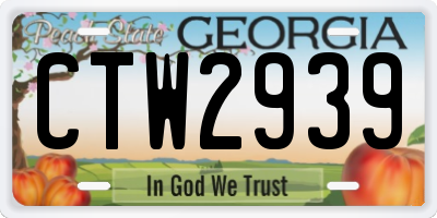 GA license plate CTW2939