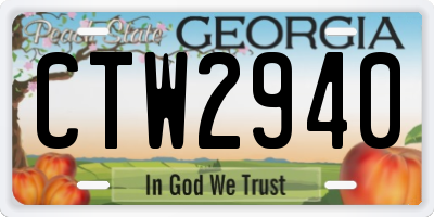 GA license plate CTW2940
