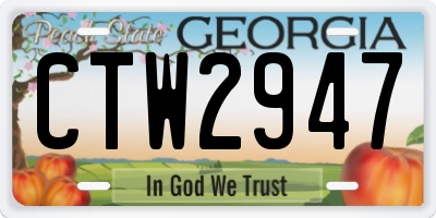 GA license plate CTW2947