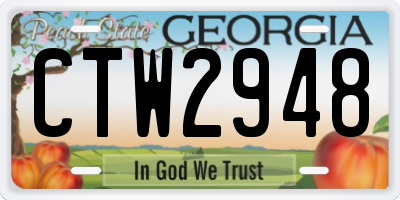 GA license plate CTW2948