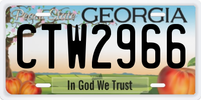 GA license plate CTW2966