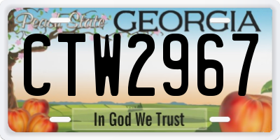 GA license plate CTW2967