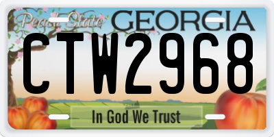 GA license plate CTW2968