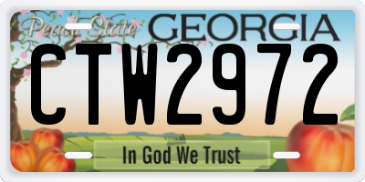 GA license plate CTW2972