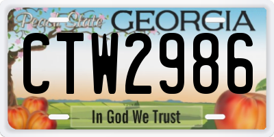 GA license plate CTW2986