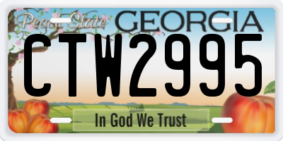 GA license plate CTW2995