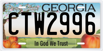 GA license plate CTW2996