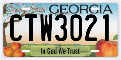 GA license plate CTW3021