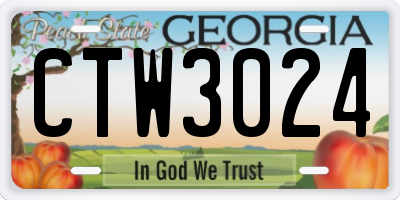 GA license plate CTW3024