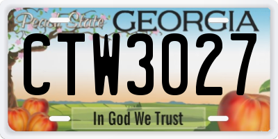 GA license plate CTW3027