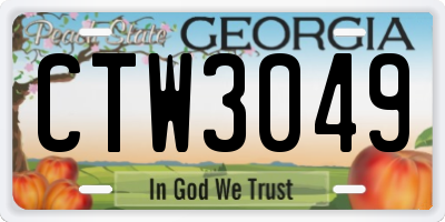 GA license plate CTW3049