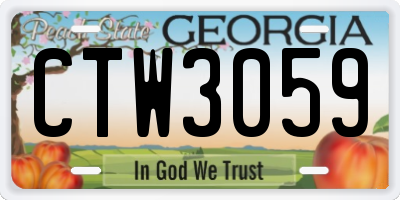 GA license plate CTW3059