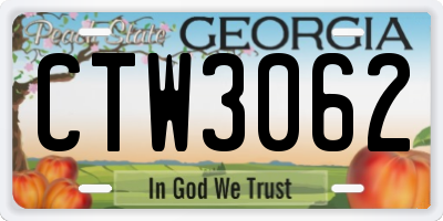 GA license plate CTW3062