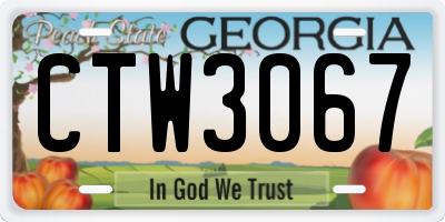 GA license plate CTW3067