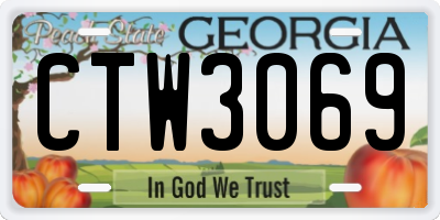 GA license plate CTW3069