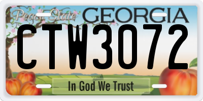 GA license plate CTW3072