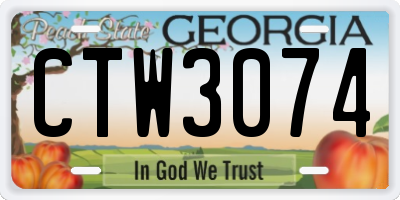 GA license plate CTW3074