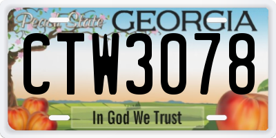 GA license plate CTW3078