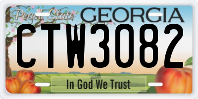 GA license plate CTW3082