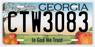 GA license plate CTW3083