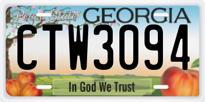 GA license plate CTW3094