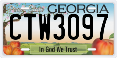 GA license plate CTW3097