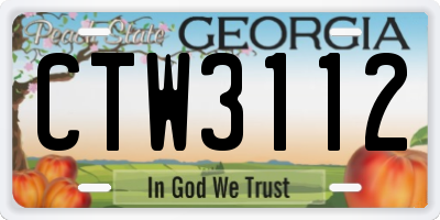 GA license plate CTW3112