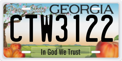 GA license plate CTW3122