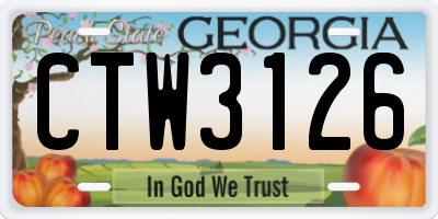 GA license plate CTW3126