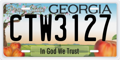 GA license plate CTW3127