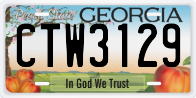 GA license plate CTW3129
