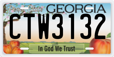 GA license plate CTW3132