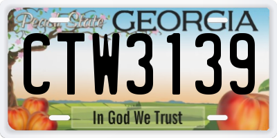 GA license plate CTW3139