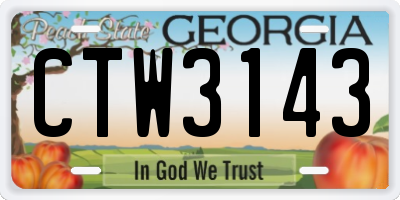 GA license plate CTW3143