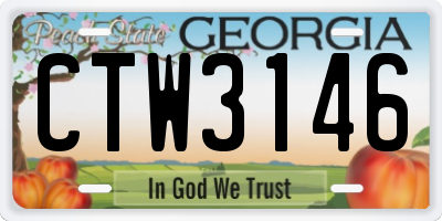 GA license plate CTW3146