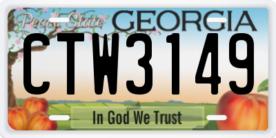 GA license plate CTW3149